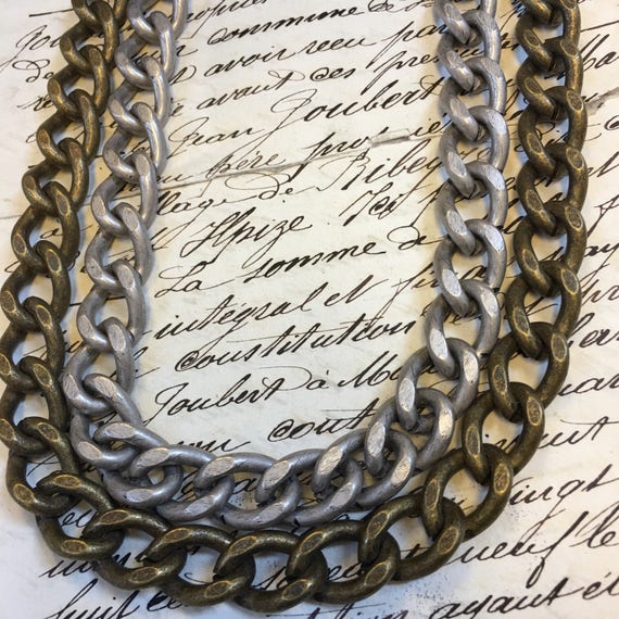 2 Feet Large Chunky Curb Chain Antique Silver Jewelry Chain Craft Chain  Extra Large Curb Chain Link Chain Antique Gold or Silver 