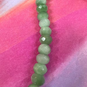 Adventurine beads green beads faceted 8mm x 5mm rondelle bead green rondelle beads 15” strand