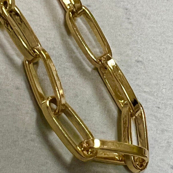Gold fill chain paperclip chain 12mm x 5mm square edge gold link chain paper clip chain cable chain Well made excellent quality