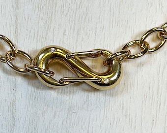 S clasp infinity clasp gold fill clasp  CZ clasp elegant push clasp snap clasp S lock 29mm x 14mm both ends open