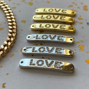 Connectors 2 styles small and dainty CZ love bar CZ handcuffs ~1” long cz connector handcuffs Love connector CZ connector