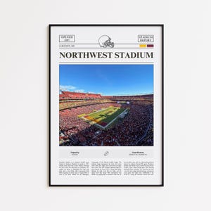 Poster zum Northwest Stadium, Washington Commanders Poster-Druck, Geschenk für Football-Fans, NFL-Wandbild, Foto eines modernen Footballstadions