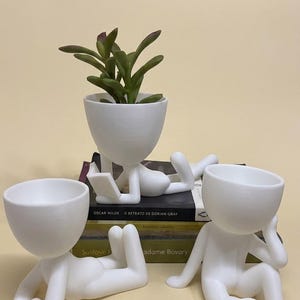 Robert Planter Trio | Dekorativa krukor för suckulenter och kaktusar | Presentset med 3 delar för heminredning