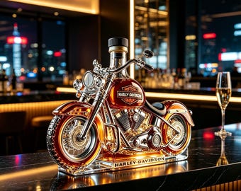 Vintage Motorcycle Whiskey Decanter, Bar Shelf Display Ornament,Motorbike Shaped Glass Spirit Bottle, Gift for Bikers & Whiskey Enthusiasts