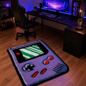 Gamingmat – Retro handheld console tapijt, paarse arcade kamerdecoratie & gamer cadeau