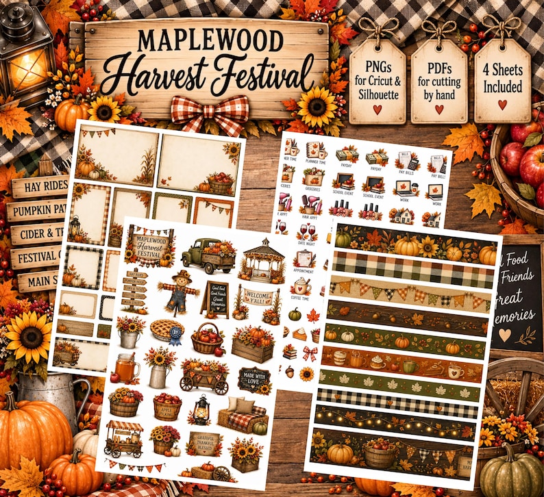 Fall Sticker Pdf Harvest Festival Planner Stickers | Fall Printable Sticker Kit ...