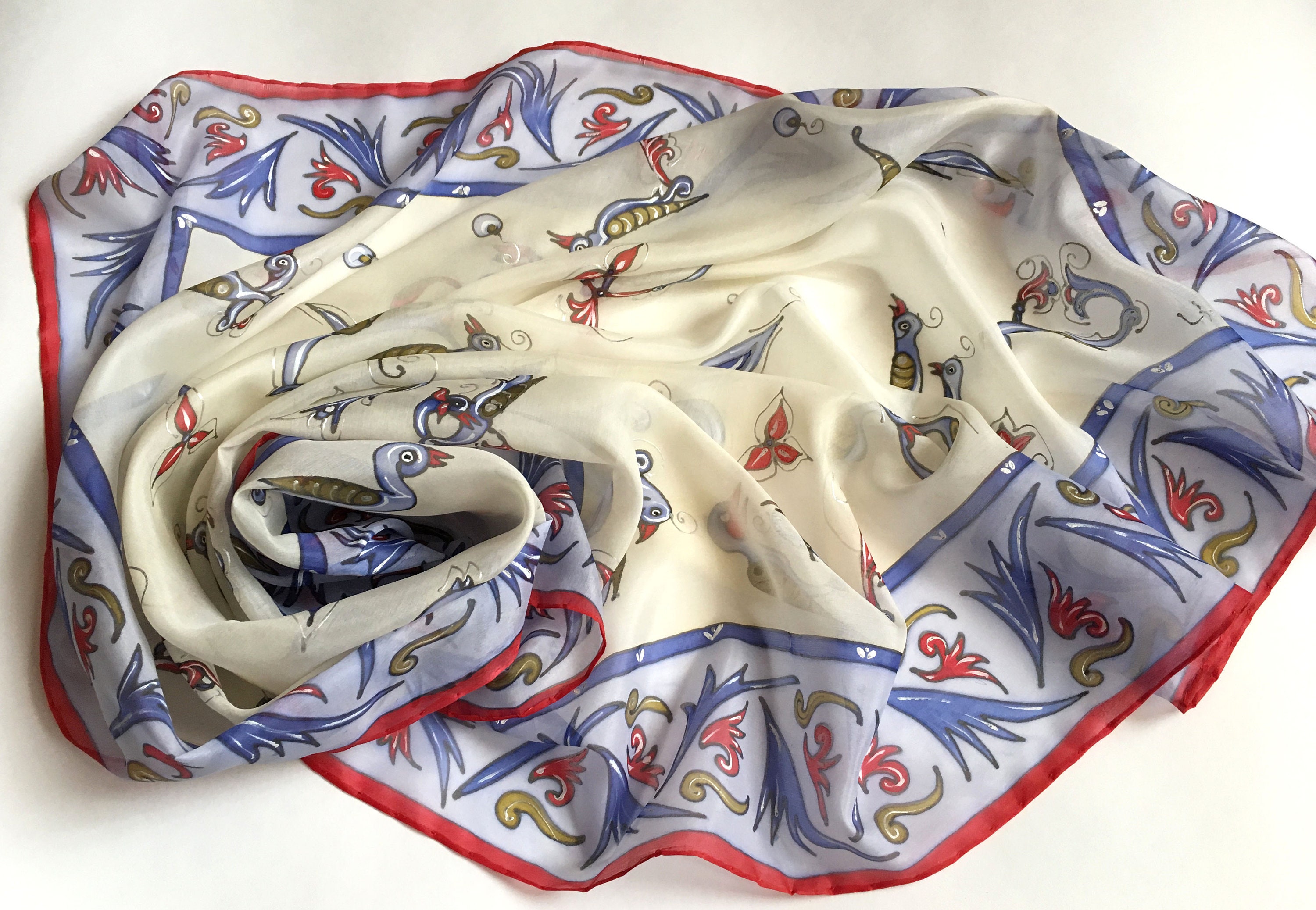 Hand Painnted Square Silk Scarf With Armenian Letters. Silk - Etsy