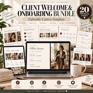 Client Onboarding Template, Client Welcome Packet, Editable Canva Template, Welcome Guide, Service & Pricing Guide for Small Business