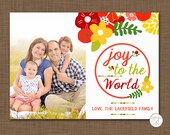 Items similar to Christmas card with photo digital- joy to the world- rustic Christmas card
