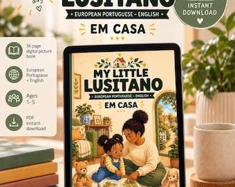 European Portuguese English Bilingual Children’s Book | My Little Lusitano – Em Casa | Toddler Digital Picture Book