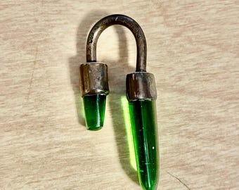 Taxco Mexican sterling key ring with green stones