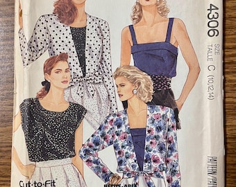 McCall's 4306 Summer tops 1980's sewing pattern 10 12 14 UNCUT