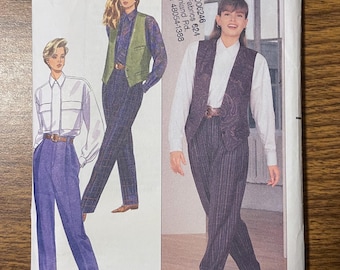 Butterick 4384 Designer shirt vest pants 1980's sewing pattern 6 8 10 UNCUT