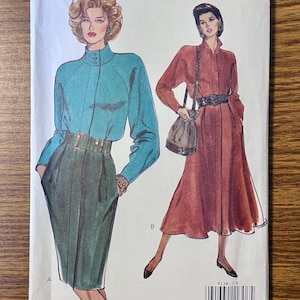 Vogue 8134 Placket front dress 1991 sewing pattern 8 10 12 UNCUT