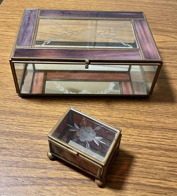 Glass and brass jewelry and ring boxes - image 1