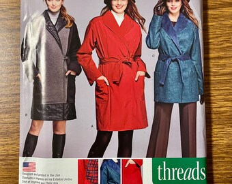 Simplicity 0314 1015 Coat with button out lining sewing pattern 16-24 UNCUT