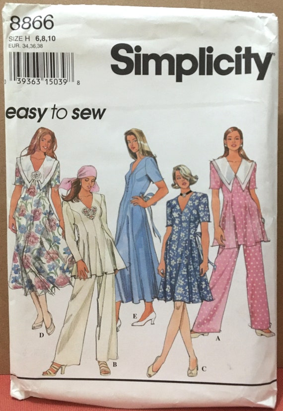 Simplicity 8866 Flared dress tunic and pants 1990's | Etsy