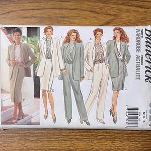 May include: A Butterick 3024 sewing pattern envelope for sizes 12-14-16. The front displays illustrations of various outfits including blazers, skirts, and trousers in neutral tones, alongside a photograph of a blazer and skirt ensemble.