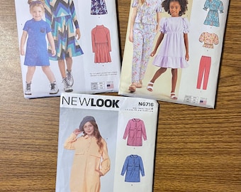 All 3! Young girls wardrobe sewing patterns New Look 6773 6739 6716 3-14 UNCUT