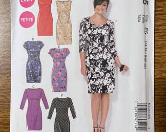 McCall's 7085 Semi fitted lined dress sewing pattern 14-22 UNCUT
