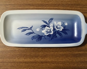 Bing and Grondahl blue and white Rose sandwich tray