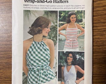 Butterick 4291 Halter top 1970's sewing pattern Size 16 Bust 38" UNCUT