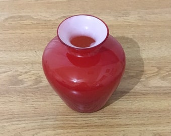 Cased red glass small vase