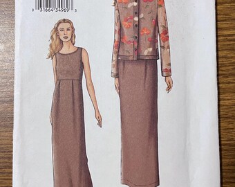 Vogue 7584 Long sleeveless dress and jacket sewing pattern 6 8 10 UNCUT