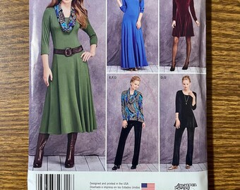 Simplicity 1018 0311 Dress tunic pants and cowl sewing pattern 6-14 16-24 UNCUT