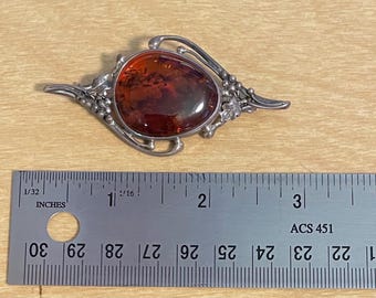 Very old large amber pin pendant