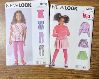 Both! New Look 6761 6747 Young girls casual wardrobe sewing pattern 3-8 UNCUT