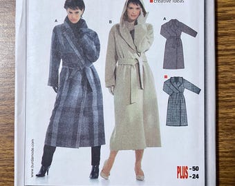 Burda 8166 Belted coat sewing pattern Multi-size UNCUT