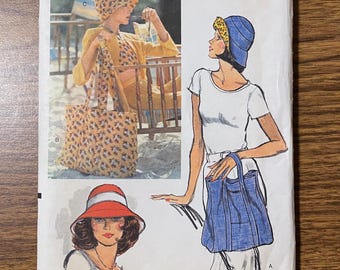 Vogue 8896 Hat and tote bag 1970's sewing pattern UNCUT