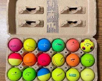 18 colorful golf balls used