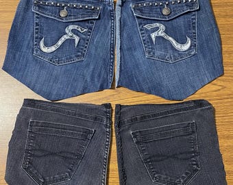 Two pairs of rear jeans pockets