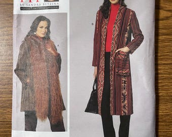 Vogue 1478 Fluffy collar jacket and duster sewing pattern All sizes UNCUT