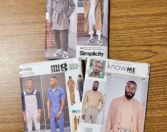 You get all 3! Plus size men's sewing pattern lot 44-52 UNCUT