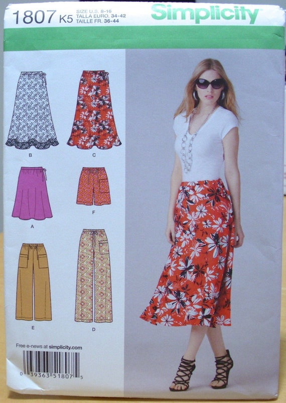 Simplicity 1807 Soft summer skirts and pants sewing pattern 8 | Etsy