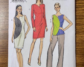 Vogue 9079 Pants and asymmetrical dress and top  6-14 UNCUT