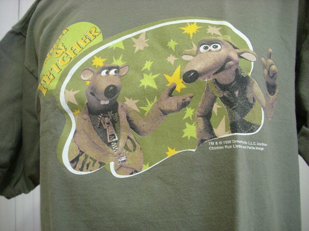 Chicken Run Shirt With Nick and Fetcher Rats Aardman LARGE Etsy