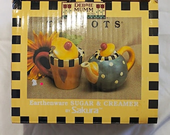 Sakura Debbie Mumm Teapots Earthenware Polka Dot Sugar & Creamer Set SL610/7G