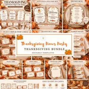 Vintage Thanksgiving-middagsbjudning | Redigerbara Canva-mallar