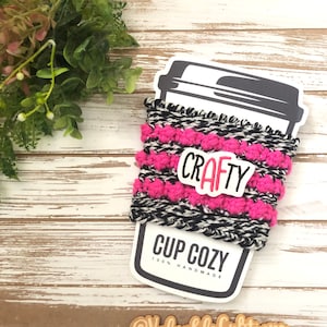 Crochet Cup Cozy - Ready To Ship -  Coffee Cup Sleeve - Crafty Cozy - Reusable Cozy - Mug Cozy - Crafter Gift - Teacher Gift - Birthday Gift