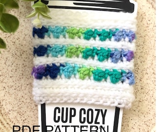 Crochet Pattern, Cup Cozy, The Berry Spring Cup Cozy Instant PDF Download - Digital Download