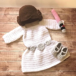 Princess Leia Inspired Costume / Crochet Princess Costume / Star Wars Costume, Crochet Halloween Costume, Newborn to 12 Month Size