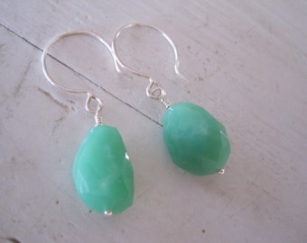 Genuine Chrysoprase Nugget Earrings