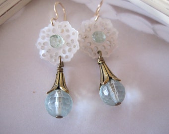 Aquamarine Doily Earrings
