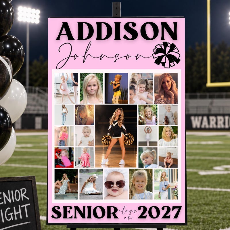 Cheer Portrait Collage Senior Night Poms Template - Etsy