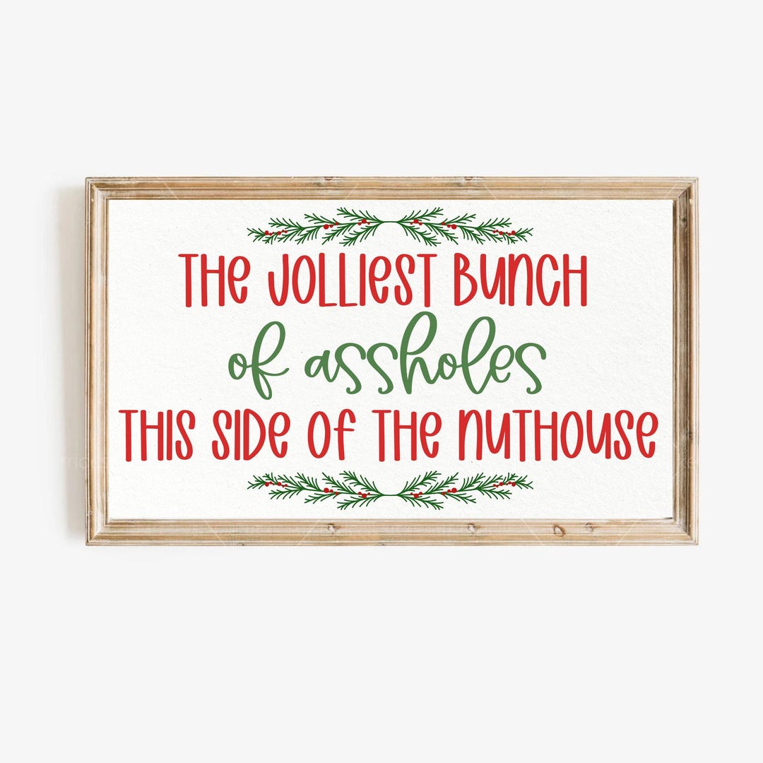 Roter Glitzer „Jolliest Bunch Of Assholes“ Banner – Lustige Weihnachtsdeko Zum Selberfädeln, 9,4x9,9 Cm
