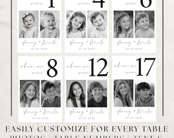 When We Were Wedding Reception Table Numbers with Photos | Personalized Wedding Reception Table Numbers  | Table Numbers With Ages Photos